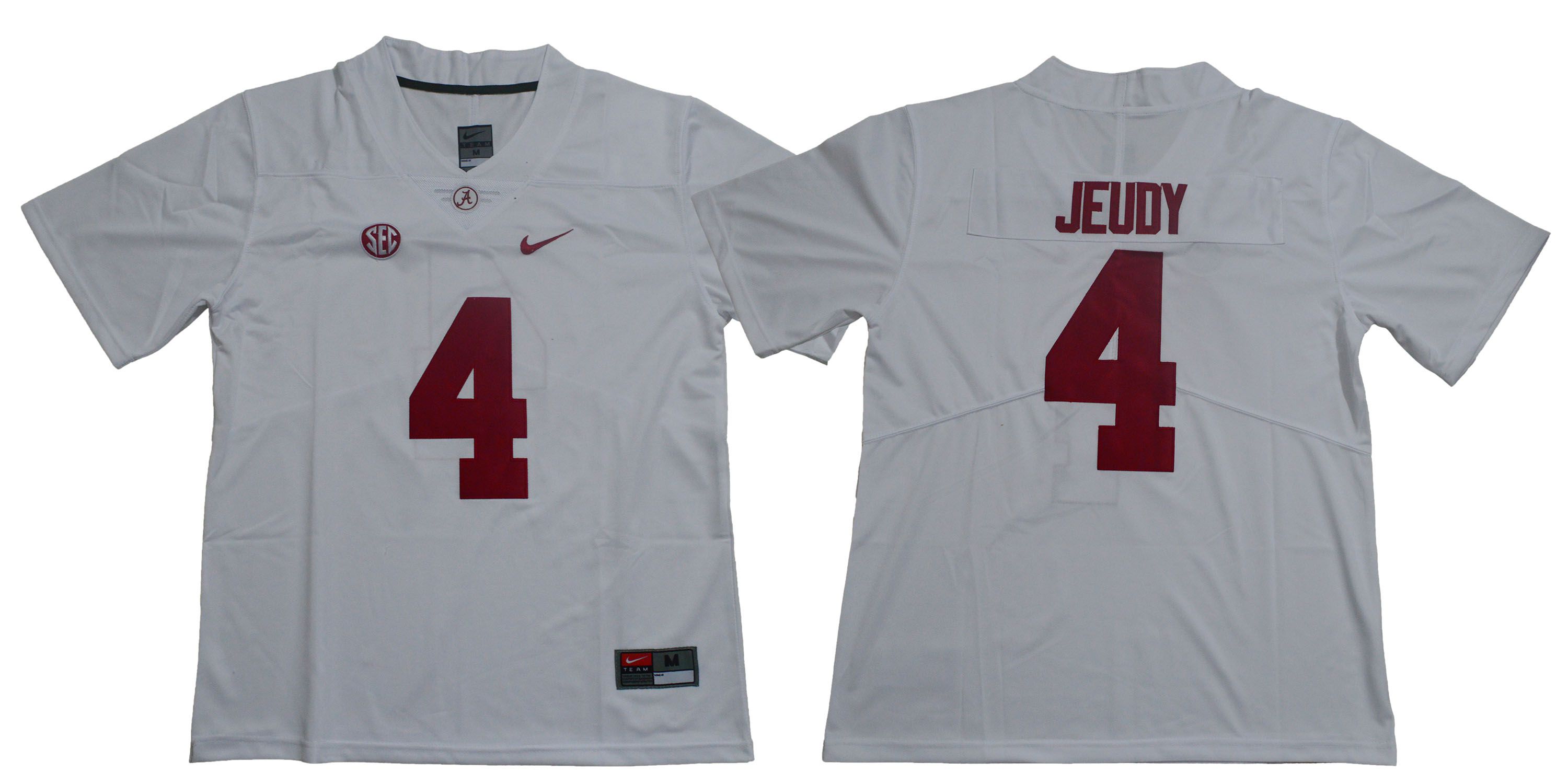 Men Alabama Crimson Tide #4 Jeudy White Legendary Edition NCAA Jerseys->ncaa teams->NCAA Jersey